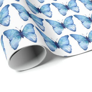 Papel de Embrulho - Borboleta Azul Aquarela