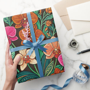 Papel de embrulho borboleta orquídea indiana abstr
