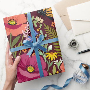 Papel de Embrulho Borboleta Papoulas Povo Arte Abs