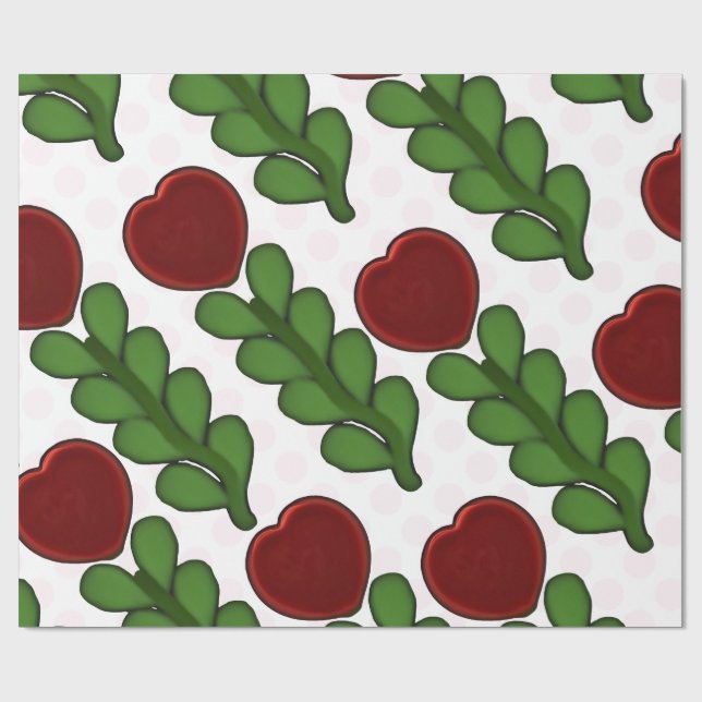 Papel de embrulho botânico de flor de coração radi (Aberto)