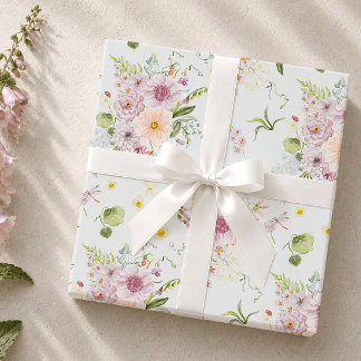 Papel de embrulho botânico de flor silvestre paste