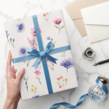 Papel de embrulho botânico de flores silvestres aq