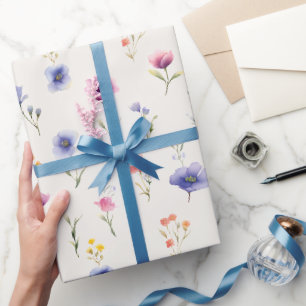 Papel de embrulho botânico de flores silvestres aq
