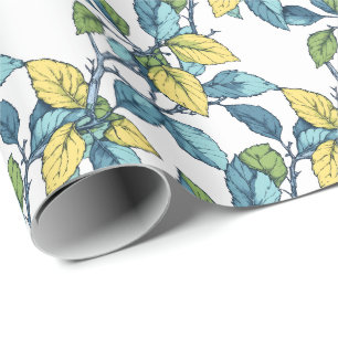 Papel de embrulho botânico de folhas da primavera