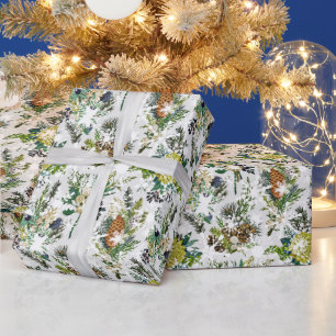 papel de embrulho botânico de inverno com neve