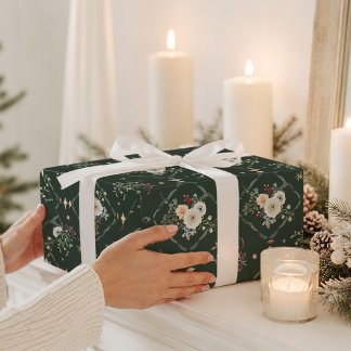 Papel de embrulho botânico de Natal elegante