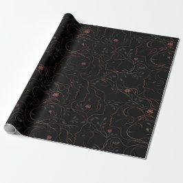 Papel de embrulho botânico de rostos abstratos