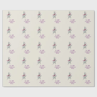 Papel de embrulho botânico elegante com pássaro