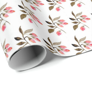 Papel de Embrulho - Botões de Rosa Floral Aquarela