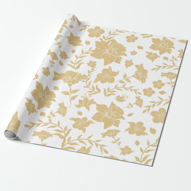 Papel de Embrulho Branco com Acentos Dourados (Desenrolado)