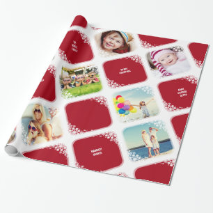 Papel de embrulho branco do Natal da colagem da