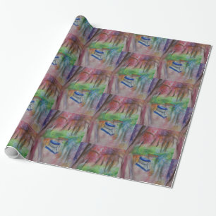 Papel de embrulho brilhante aquarela romântica de 