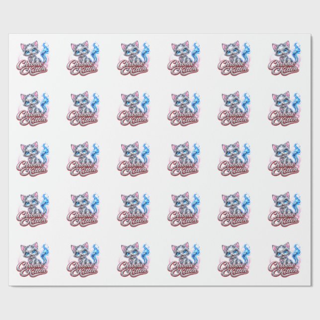 Papel de embrulho brilhante CHROME KITTEN (Aberto)