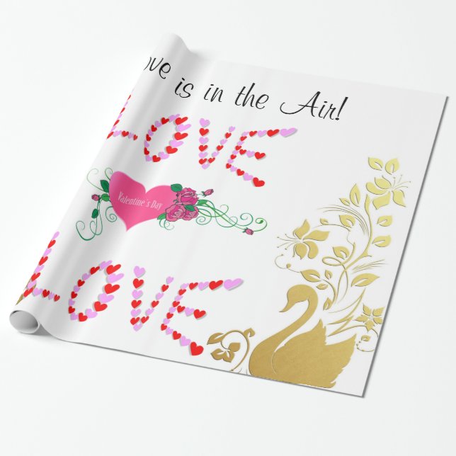 Papel de embrulho brilhante, Cisne Dourado O Amor  (Desenrolado)