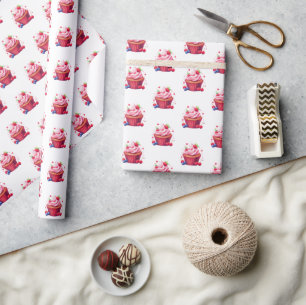 Papel de embrulho brilhante Cupcake Rosa