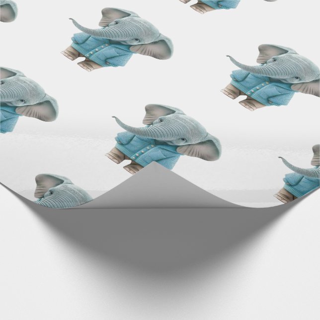 Papel de embrulho brilhante Elefante Azul (Ponta)