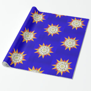 Papel de embrulho brilhante, estrelas amarelas