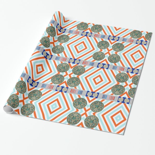 Papel de embrulho brilhante, Faixa Asteca (Desenrolado)
