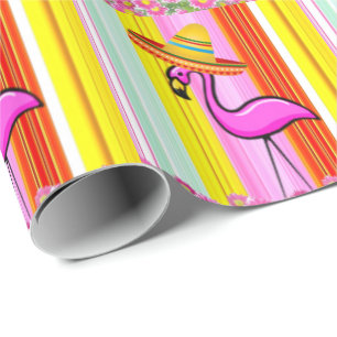 Papel de embrulho brilhante Flamingo Rosa