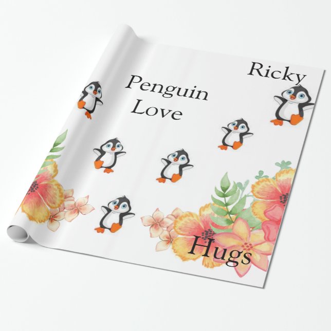 Papel de embrulho brilhante, Flor de amor de pingu (Desenrolado)