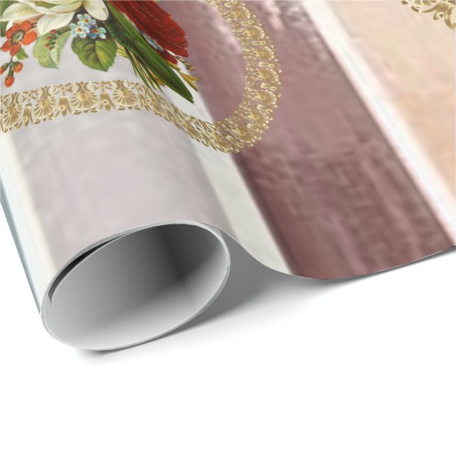 Papel de embrulho brilhante floral vitoriano (Ponta do rolo)
