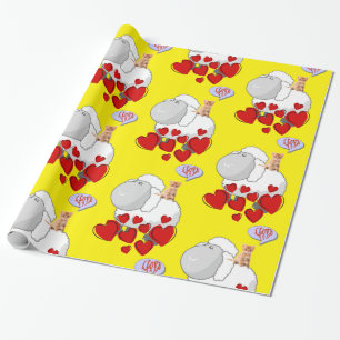 Papel de Embrulho Brilhante, Kitten Ovelha Coraçõe