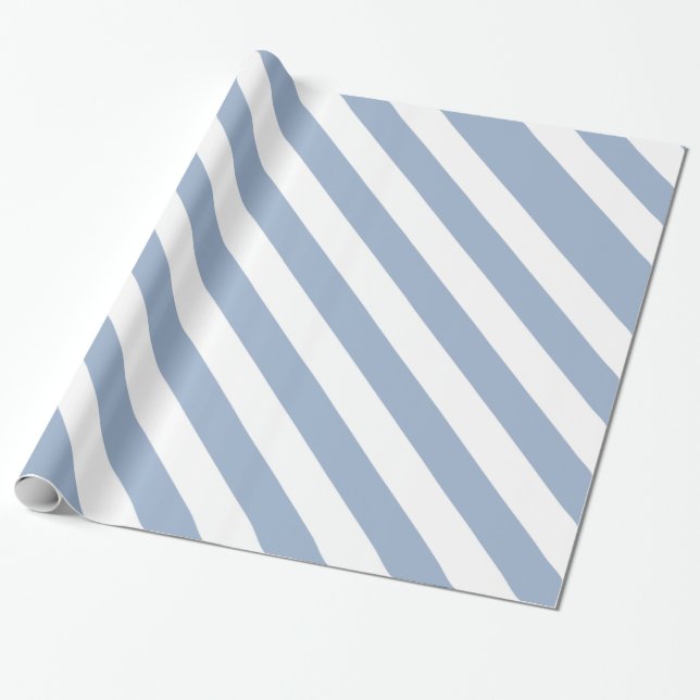 Papel de embrulho brilhante listra azul e branco  (Desenrolado)