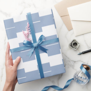 Papel de embrulho brilhante listra azul e branco