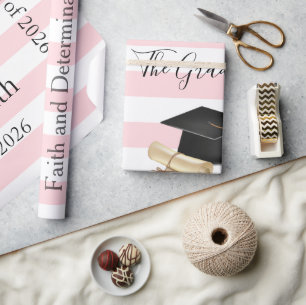 Papel de embrulho brilhante listra rosa Graduado 2