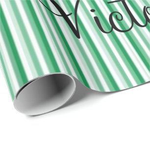 Papel de embrulho brilhante Listra Verde Vitoriana