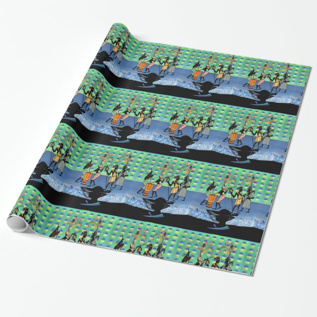 Papel de embrulho brilhante, mulheres africanas (Desenrolado)