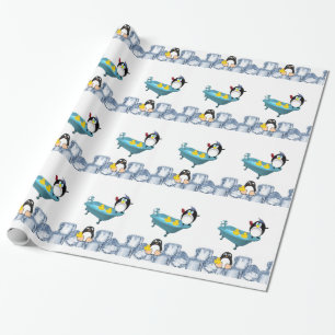 Papel de embrulho brilhante, patos de banho amarel