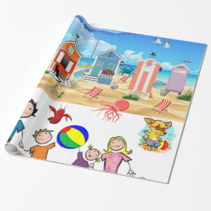 Papel de embrulho brilhante, polvo diversão na pra