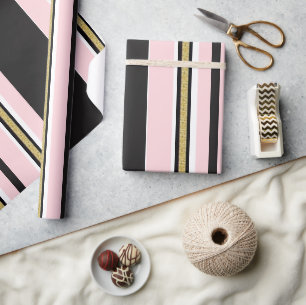 Papel de embrulho brilhante rosa branco dourado li