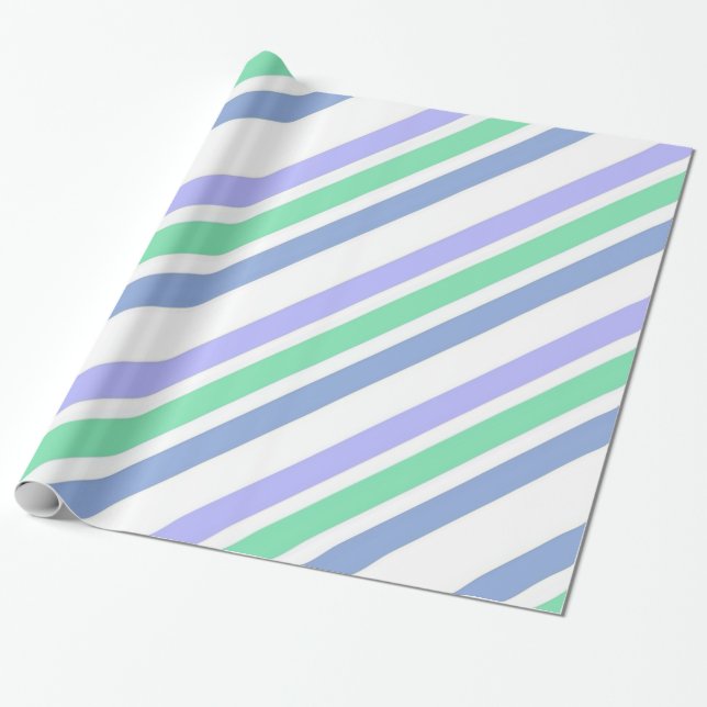 Papel de embrulho brilhante roxo verde listrado (Desenrolado)