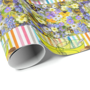 Papel de embrulho brilhante Sopa Floral Listrado