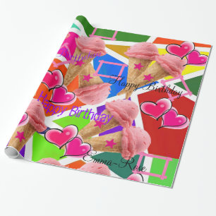 Papel de embrulho brilhante, Sorvete de Morango