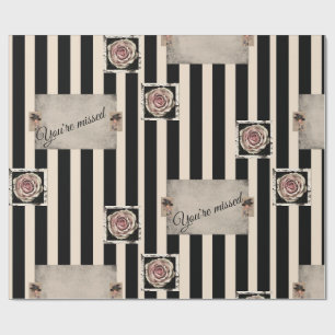 Papel de embrulho brilhante Stripe bege que você p