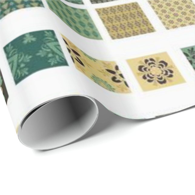 Papel de embrulho brilhante verde marrom (Ponta do rolo)