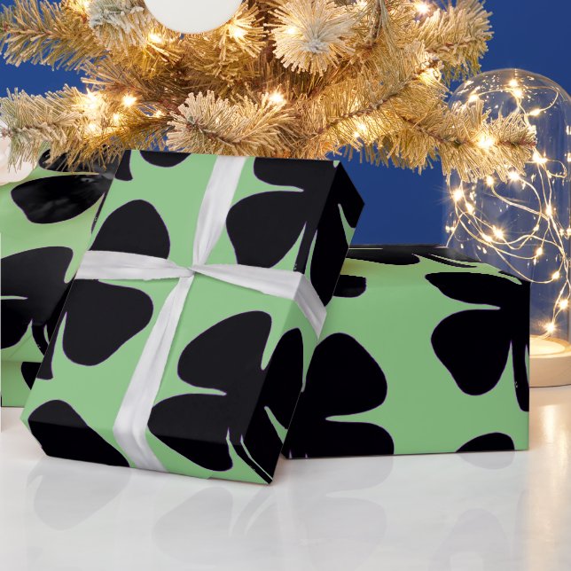 Papel de embrulho brilhante verde preto (Feriados)