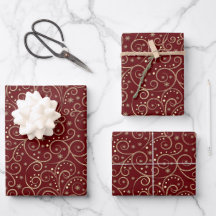 Papel de embrulho Burgundy Scrolls, Embrulho de pr
