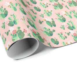 Papel de embrulho cactos rosa e azul sudoeste