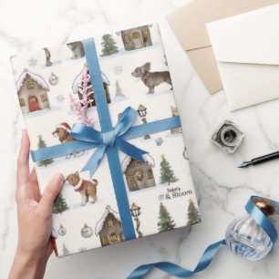 Papel de embrulho Cães e Gatos da Vila de Natal