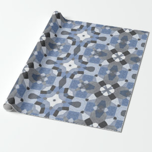 papel de embrulho caleidoscópio azul