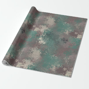 Papel de embrulho Camuflagem de bosque de risco bi
