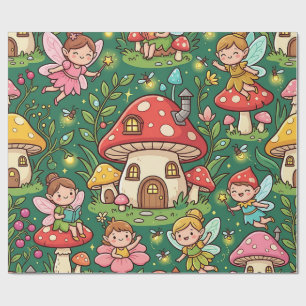 Papel de Embrulho Casa de Cogumelo de Fada