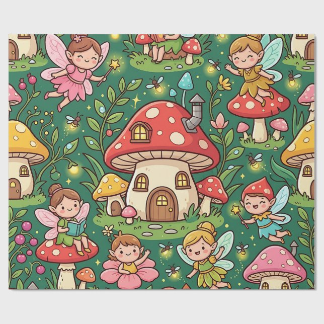 Papel de Embrulho Casa de Cogumelo de Fada (Aberto)