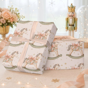 Papel de embrulho Cavalo de Pau Natal Chá de Bebê