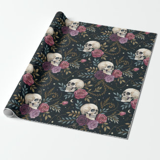 Papel de embrulho Caveiras e Rosas