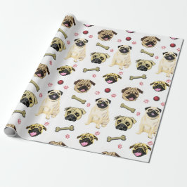 Papel de embrulho Celebração Pug